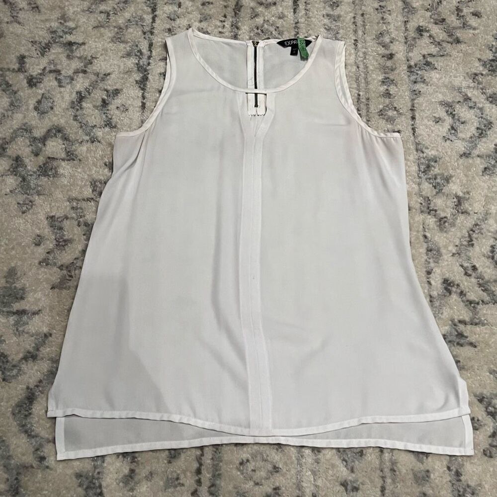 Express White Tank Blouse with Zipper